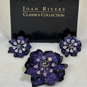 Vintage JOAN RIVERS Flower Pendant/Broach Earrings Set